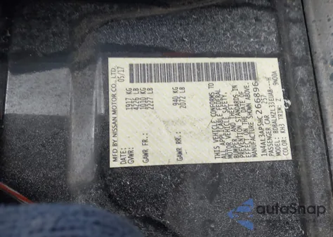 2017 Nissan Altima 2.5 Sr z USA, uszkodzony, nr VIN 1N4AL3AP5HC266896